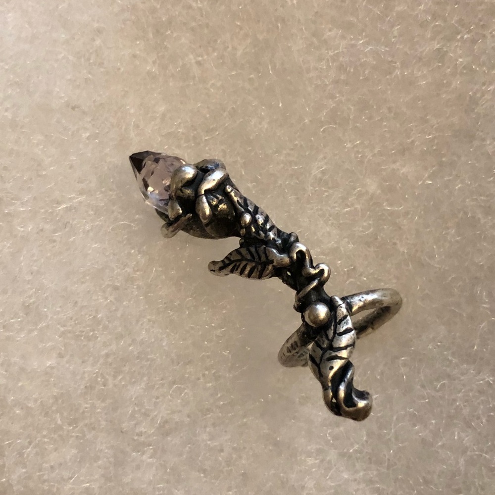 Sterling Silver Quartz Rose Ear Cuff